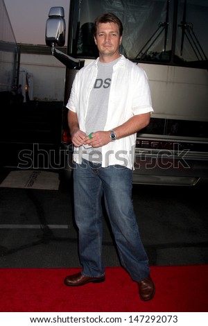 Nathan Fillion arriving at the Robot Chicken Skate Party Bus Tour Event  at Skateland, in Northridge,  CA on August 1, 2009