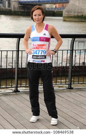Amanda Mealing at the photocall for celebrities running the London marathon 2012, Tower Bridge, London. 21/04/2012 Picture by: Steve Vas / Featureflash