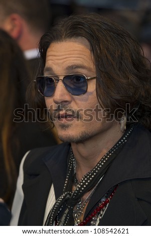 Johnny Depp arriving for the European Premiere of \'Dark Shadows\' at Empire Leicester Square, London. 09/05/2012 Picture by: Simon Burchell / Featureflash