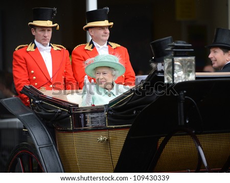Queen Elizabeth II attends Ladies Day at the annual Royal Ascot horse racing event. Ascot, UK. June 21, 2012, Ascot, UK Picture: Catchlight Media / Featureflash