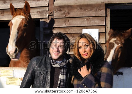 Leona Lewis and Matt Cardle at the Hopefield Animal Sanctuary Christmas Fete, Brentwood, Essex. 02/12/2012 Picture by: Simon Burchell