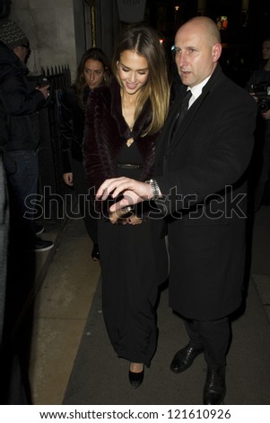 Jessica Alba arriving for the Salvatore Ferragamo London Flagship Store Launch Party, Old Bond Street,  London. 05/12/2012 Picture by: Simon Burchell