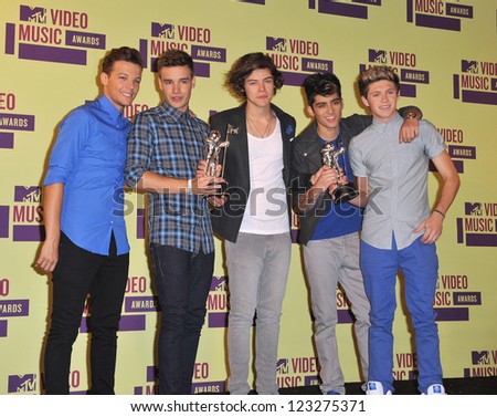 One Direction at the 2012 MTV Video Music Awards at the Staples Center, Los Angeles. September 6, 2012  Los Angeles, CA Picture: Paul Smith