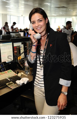 Keri-Anne Payne on the trading floor of BGC as part of the BGC Charity Day 2012, Canary Wharf, London. 11/09/2012 Picture by: Steve Vas