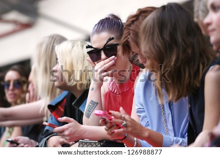 Kelly Osbourne at the House of Holland catwalk show as part of London Fashion Week SS13, London. 15/09/2012 Picture by: Henry Harris