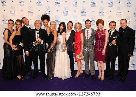 Coronation Street Cast in the winners room for the National TV Awards 2013 at the O2 Arena, London. 23/01/2013 Picture by: Steve Vas