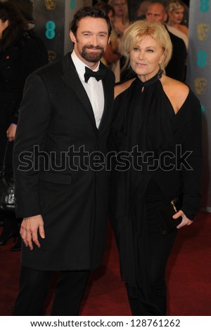 Hugh Jackman and Deborra-Lee Furness arriving for the EE BAFTA Film Awards 2013 at the Royal Opera House, Covent Garden, London. 10/02/2013 Picture by: Steve Vas