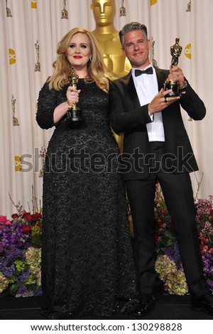 Adele & Paul Epworth at the 85th Academy Awards at the Dolby Theatre, Los Angeles. February 24, 2013  Los Angeles, CA Picture: Paul Smith
