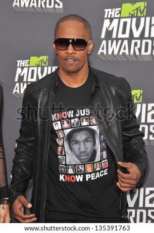 Jamie Foxx at the 2013 MTV Movie Awards at Sony Studios, Culver City. April 14, 2013  Los Angeles, CA Picture: Paul Smith