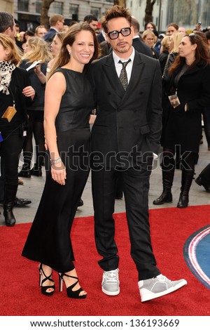 Robert Downey Jr. and wife Susan Downey arriving for the Iron Man 3 Premiere, Odeon Leicester Square, London. 18/04/2013 Picture by: Steve Vas