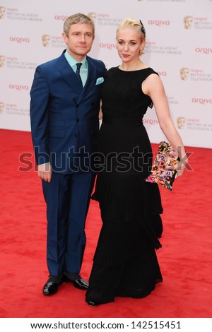 Martin Freeman and wife, Amanda Abbington arriving for the TV BAFTA Awards 2013, Royal Festival Hall, London. 12/05/2013