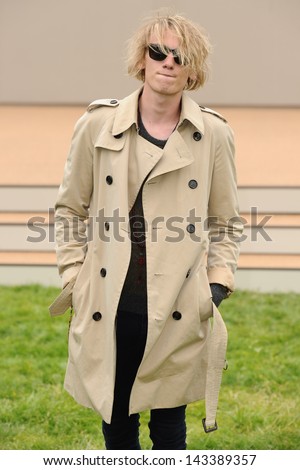 Jamie Campbell Bower arriving for the Burberry Prorsum Menswear show as part of London Collection Men SS14, Perks Field, Kensington, London. 18/06/2013