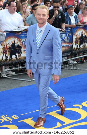Simon Pegg arriving for The World\'s End World Premiere, at Empire Leicester Square, London. 10/07/2013