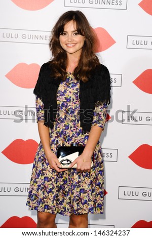 Jenna Coleman arrives for The Lulu Guinness Paint Project Event at the Old Sorting Office, London. 11/07/2013