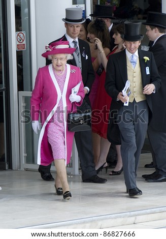 HM Queen Elizabeth II attending The Epsom Derby Meeting at Epsom Downs Racecourse in Surrey. 4th June 2011.  05/06/2011  Picture by: Simon Burchell / Featureflash