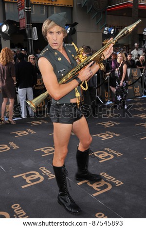 Sacha Baron Cohen as Bruno, at the Los Angeles premiere of his new movie \