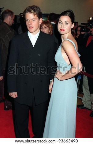 02DEC97:  Actress MINNIE DRIVER & actor MATT DAMON at the premiere of their new movie, \