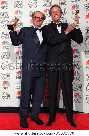18JAN98:  Actors JACK NICHOLSON & PETER FONDA at the Golden Globe Awards where they won Best Movie Actor awards for \