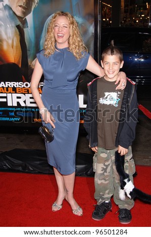 VIRGINIA MADSEN & son JACK at the world premiere of her new movie Firewall at the Grauman\'s Chinese Theatre, Hollywood. February 2, 2006  Los Angeles, CA.  2006 Paul Smith / Featureflash