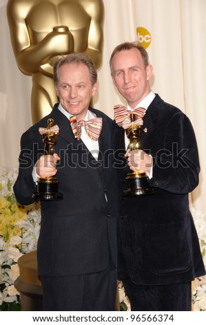 Wallace & Gromit creators NICK PARK (left) & STEVE BOX at the 78th Annual Academy Awards at the Kodak Theatre in Hollywood. March 5, 2006  Los Angeles, CA  2006 Paul Smith / Featureflash