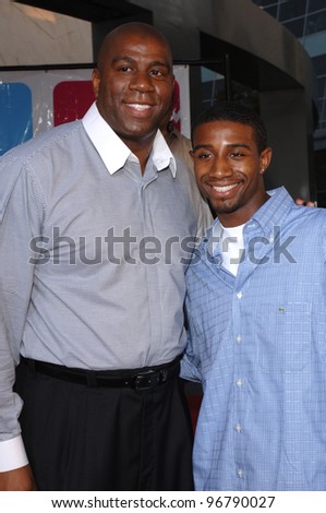 Former basketball star EARVIN MAGIC JOHNSON & son ANDRE at the Los Angeles premiere of King\'s Ransom. April 21, 2005 Los Angeles, CA.  2005 Paul Smith / Featureflash