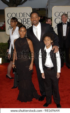 Actor WILL SMITH with actress wife JADA PINKETT SMITH & son TREY at the 59th Annual Golden Globe Awards in Beverly Hills. 20JAN2002  Paul Smith/Featureflash