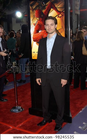 Actor TOBEY MAGUIRE at the Los Angeles premiere of his new movie Spider-Man. 29APR2002.   Paul Smith / Featureflash