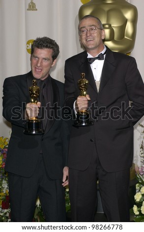 Best Sound Editing winners ETHAN VAN DER RYN (left) & MICHAEL HOPKINS at the 75th Annual Academy Awards at the Kodak Theatre, Hollywood. March 23, 2003