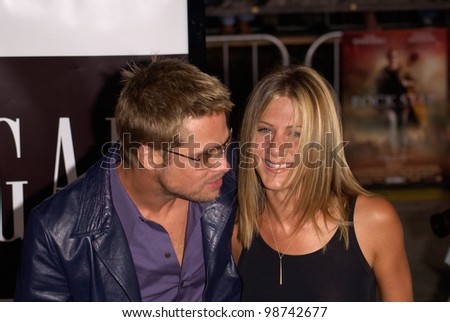 Actress JENNIFER ANISTON & actor husband BRAD PITT at the Los Angeles premiere of her new movie Rock Star. 04SEP2001.   Paul Smith/Featureflash