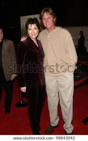 Actor BRUCE JENNER & wife at the world premiere, in Hollywood, of Along Came Polly. January 12, 2004