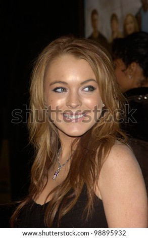 Actress LINDSAY LOHAN at the world premiere, in Hollywood, of The Perfect Score. January 27, 2004