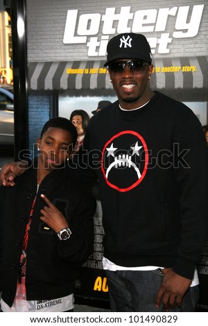 Sean Combs with son at the World Premiere of \
