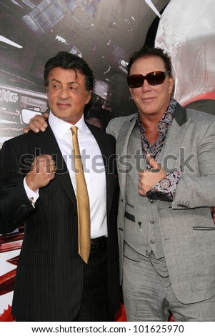 Sylvester Stallone and Mickey Rourke at the \