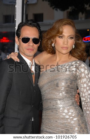 Marc Anthony and Jennifer Lopez at the Premiere of CBS Films\' \