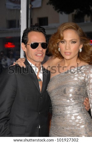 Marc Anthony and Jennifer Lopez at the Premiere of CBS Films' 
