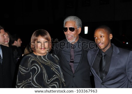 Zindzi Mandela, Morgan Freeman and Zwelabo Mandela  at the \