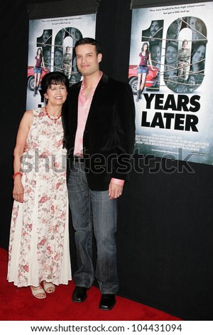 B.P. Cooper and and his mother at the Los Angeles Sneak Peek Screening of \'Ten Years Later\'. Majestic Crest Theatre, Los Angeles, CA. 07-16-09