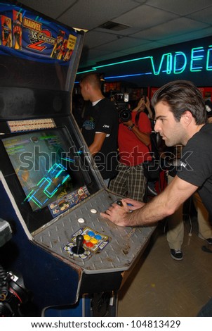 Zachary Quinto at Stride Gum\'s \'Save The Arcades\' to save endangered video game arcades, Video West Arcade, Glendale, CA. 08-19-09