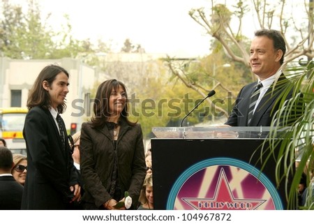 Dhani Harrison with Olivia Harrison and Tom Hanks at the ceremony posthumously honoring George Harrison with a star on the Hollywood Walk of Fame. Vine Boulevard, Hollywood, CA. 04-14-09