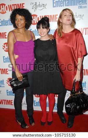 Rose Rollins with Mia Kirshner and Laurel Holloman  at the farewell party for final season of \'The L Word\'. Cafe La Boheme, West Hollywood, CA. 03-03-09