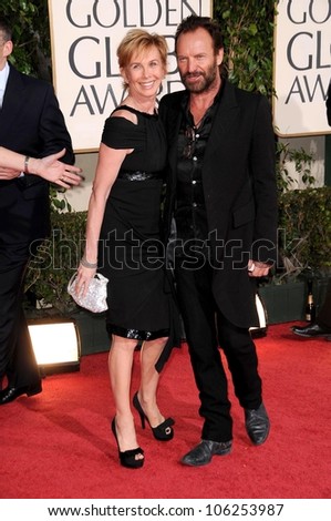 Trudie Styler and Sting at the 66th Annual Golden Globe Awards. Beverly Hilton Hotel, Beverly Hills, CA. 01-11-09