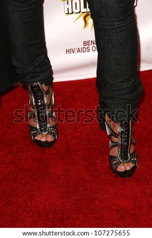 Li Tal\'s shoes  at the Hot In Hollywood Charity Event to benefit the AIDS Healthcare Foundation and Real Medicine. Avalon, Hollywood, CA. 08-16-08
