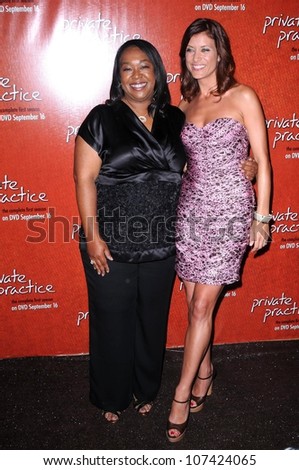 Shonda Rhimes and Kate Walsh  at the Private Practice: The First Season - Extended Edition DVD Launch Event. Roosevelt Hotel, Hollywood, CA. 09-02-08