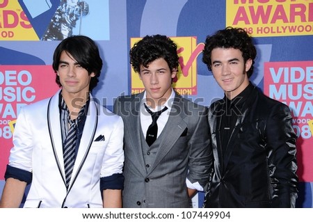 The Jonas Brothers  at the 2008 MTV Video Music Awards. Paramount Pictures Studios, Los Angeles, CA. 09-07-08