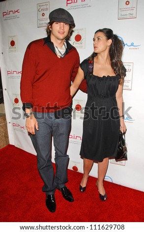 Ashton Kutcher and Demi Moore at a party celebrating the books written by Laura Day. One Sunset, West Hollywood, CA. 06-19-07