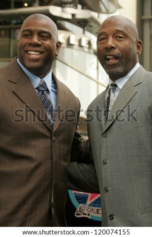Magic Johnson and James Worthy at the Ceremony Honoring Los Angeles Lakers Owner Jerry Buss with the 2,323rd star on the Hollywood Walk of Fame. Hollywood Boulevard, Hollywood, CA. 10-30-06