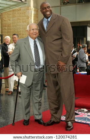 Johnny Grant and Magic Johnson at the Ceremony Honoring Los Angeles Lakers Owner Jerry Buss with the 2,323rd star on the Hollywood Walk of Fame. Hollywood Boulevard, Hollywood, CA. 10-30-06