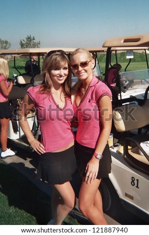 LAS VEGAS - OCTOBER 15 Deanna Brooks and Katie Lohmann at the Playboy\'s Golf Scramble Semi Finals October 15, 2006 in Las Vegas, Nevada.