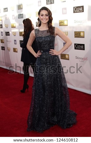 Emmy Rossum at the 18th Annual Critics\' Choice Movie Awards Arrivals, Barker Hangar, Santa Monica, CA 01-10-13