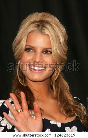 Jessica Simpson at a press conference to announce Blockbuster Video's 